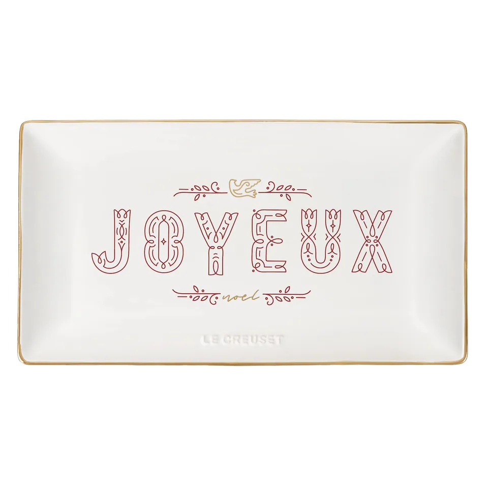 le-creuset-no-l-collection-stoneware-rectangular-hostess-tray-white-with-gold-ri image 1