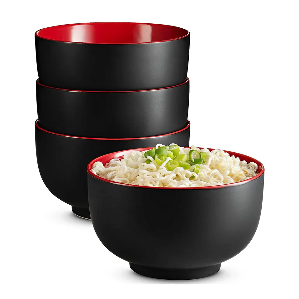 kook-asian-noodle-bowls-set-of-4-34-oz-ceramic-matte-finish-deep image 1