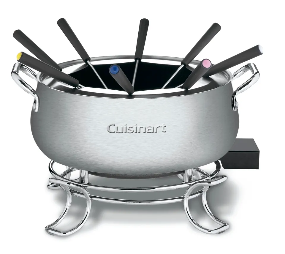 cuisinart-3-quart-stainless-steel-electric-fondue-pot-set-cfo-3ssnas-8-forks-tem image 1