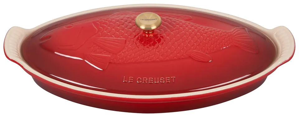 le-creuset-heritage-stoneware-oval-fish-baker-1-7qt-cerise image 1