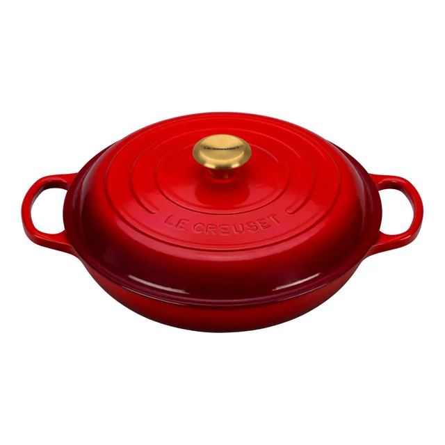 le-creuset-enameled-cast-iron-signature-braiser-3-75-qt-with-gold-knob-red image 1