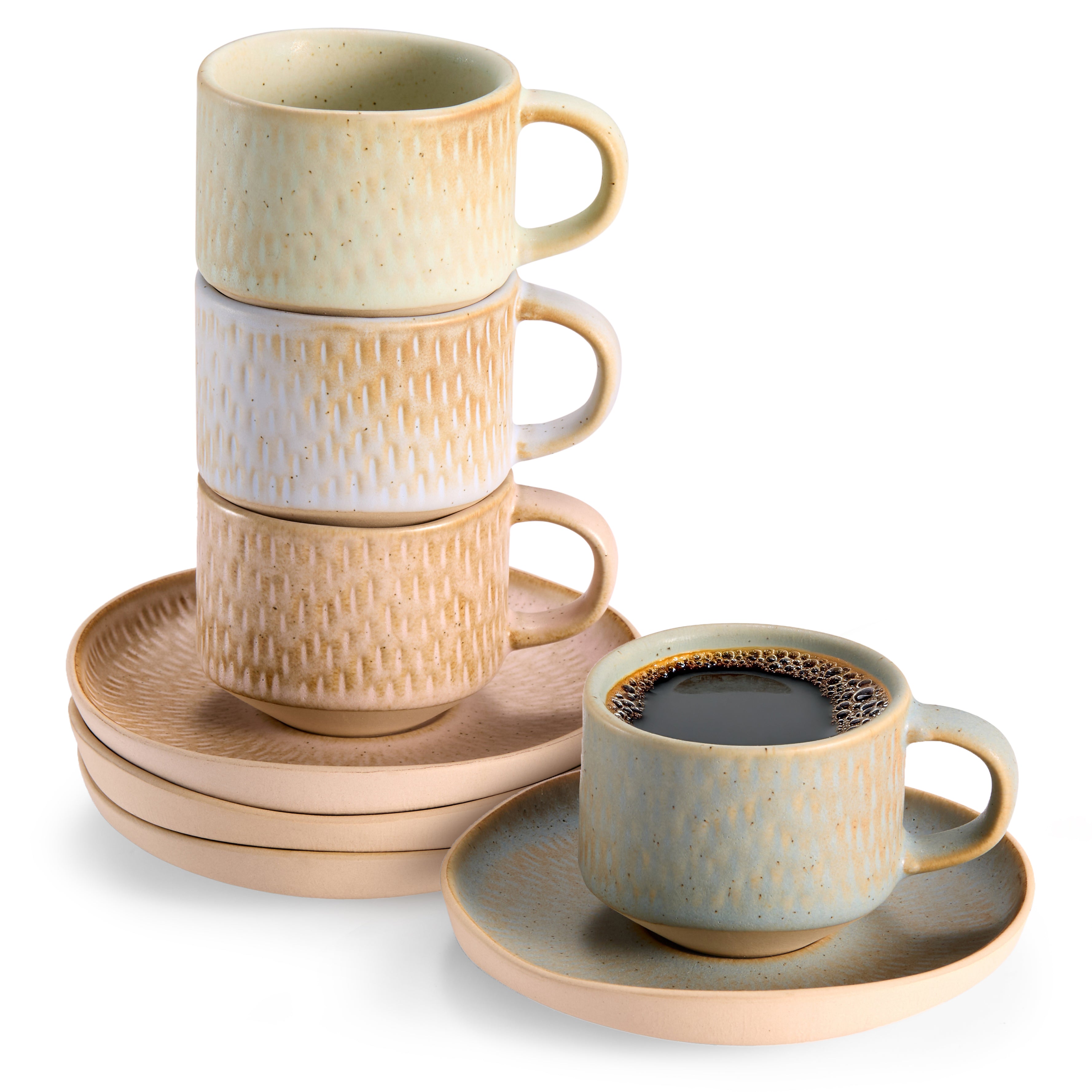 kook-espresso-mug-and-saucer-set-set-of-4-neutral-multicolor-2-7-oz-5-5-oz image 1