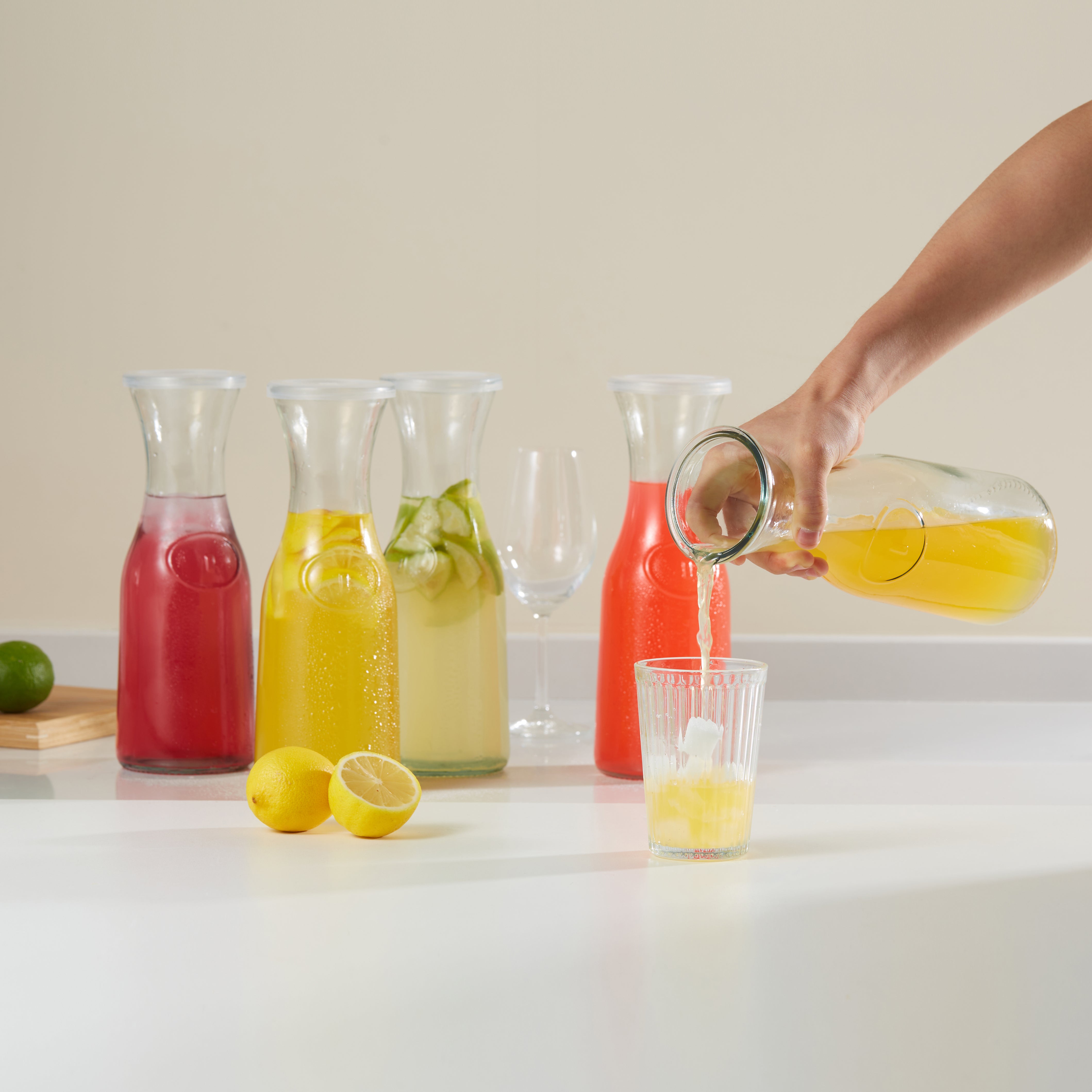 kook-glass-carafes-with-lids-set-of-2-35-oz-24-oz image 2