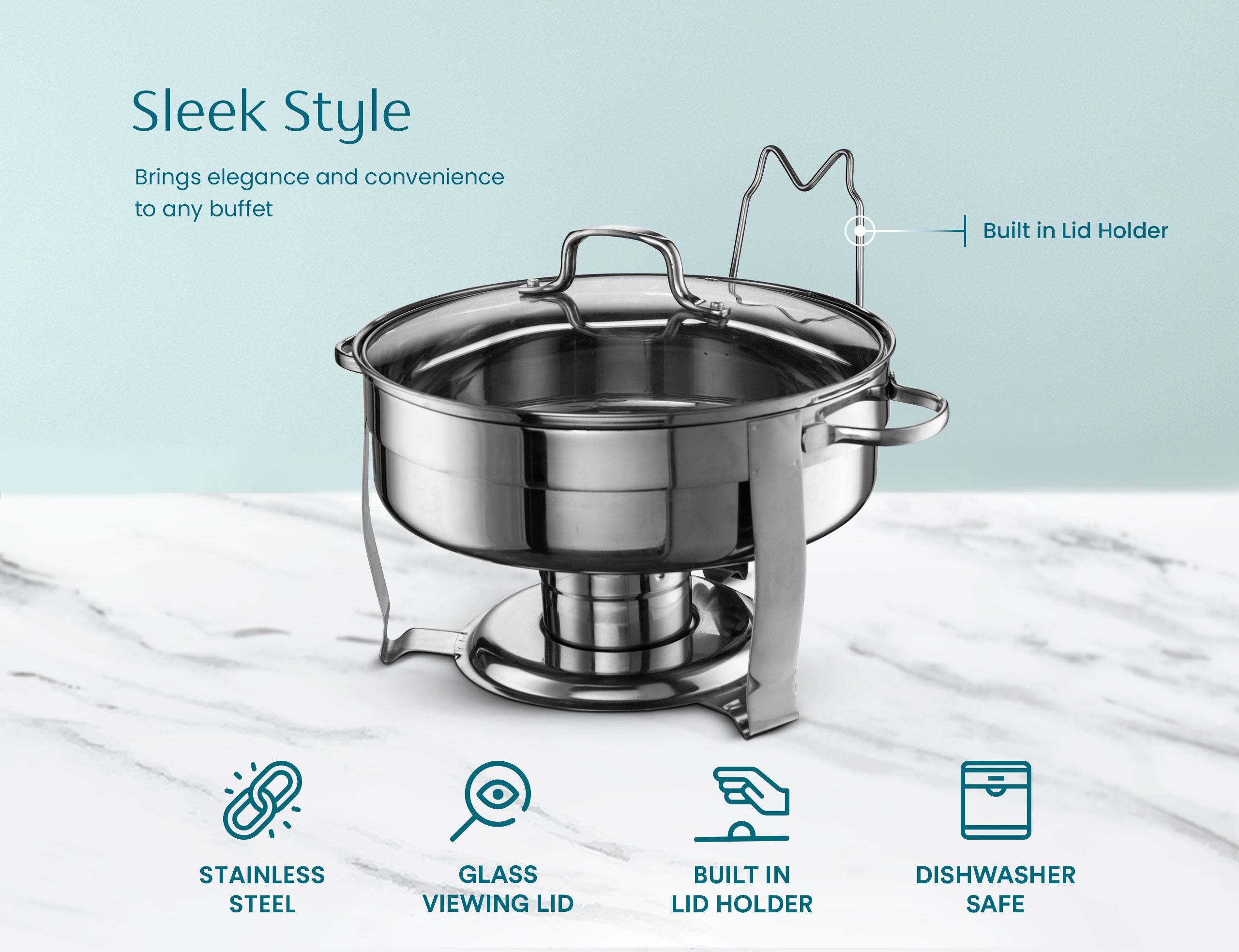 kook-stainless-steel-chafing-dish-4-5-qt-buffet-serving-warmer-with-glass-lid image 7