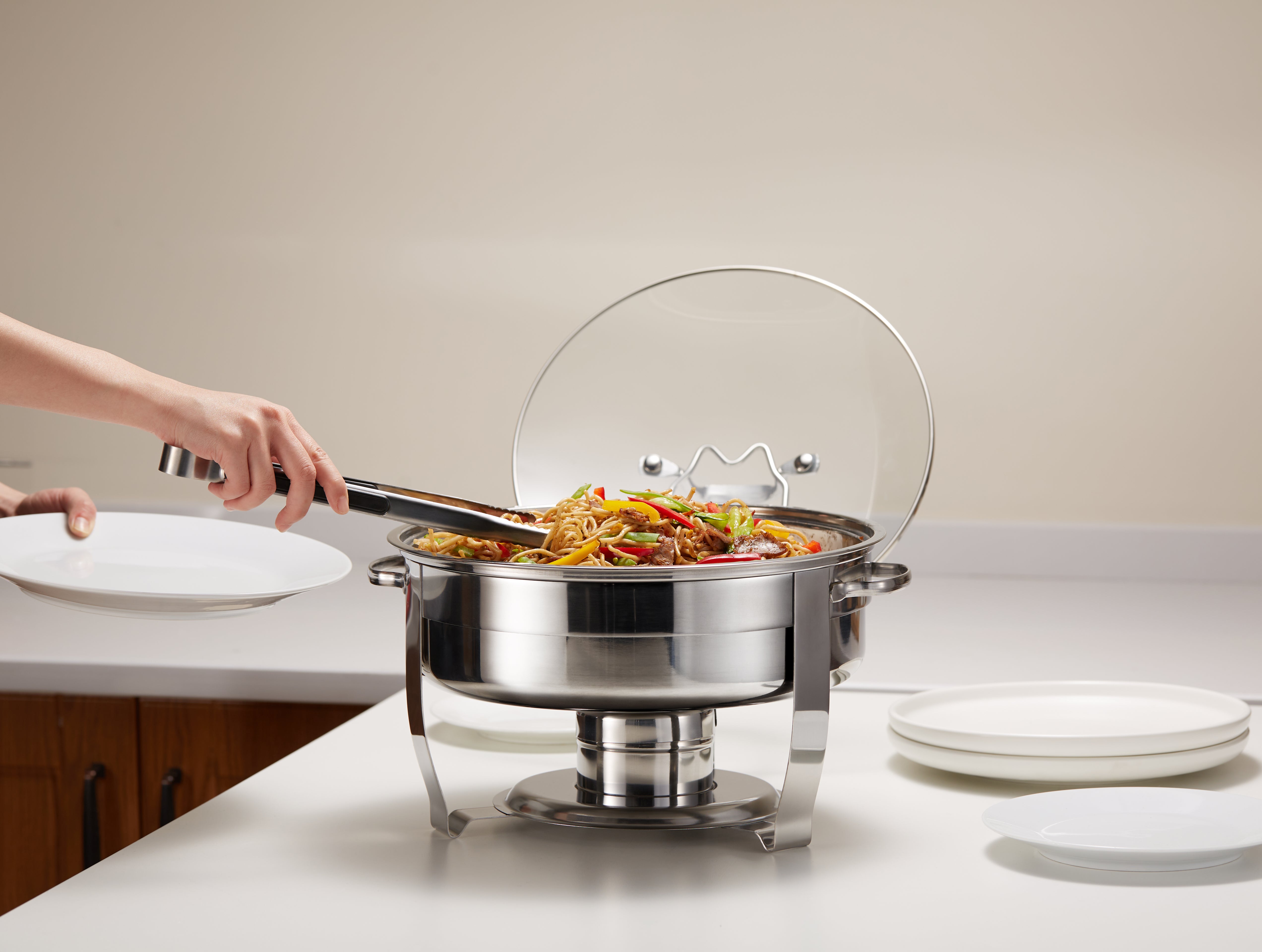 kook-stainless-steel-chafing-dish-4-5-qt-buffet-serving-warmer-with-glass-lid image 2