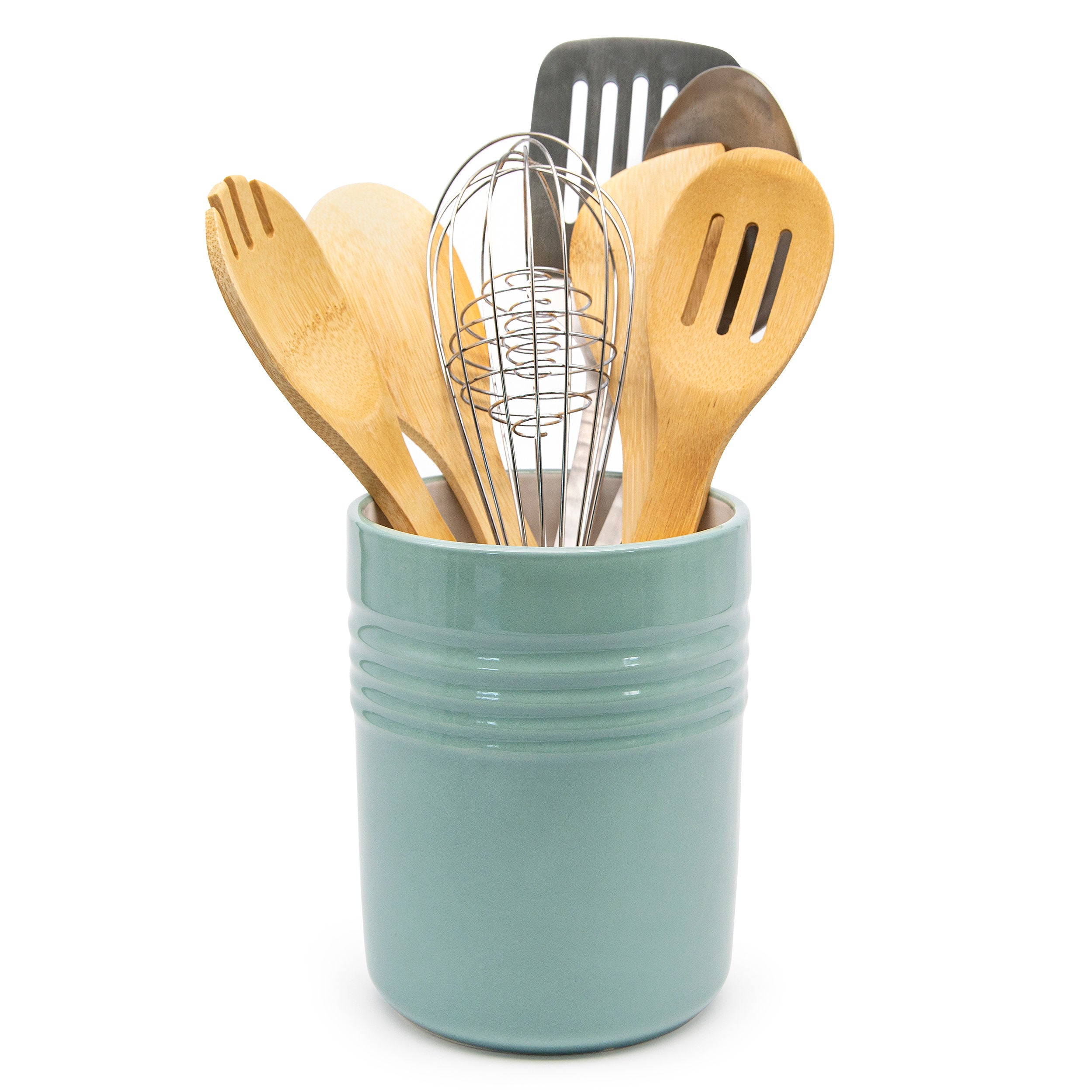 kook-ceramic-utensil-crock-countertop-kitchen-organizer-4-6-x-6 image 1