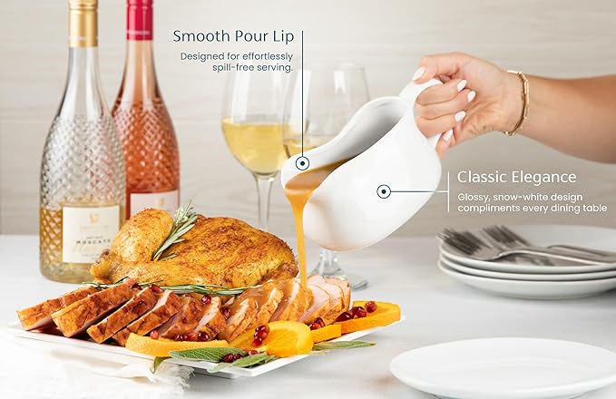 kook-euro-ceramic-gravy-boat-with-large-handle-for-sauces-dressings-snow-white-g image 4