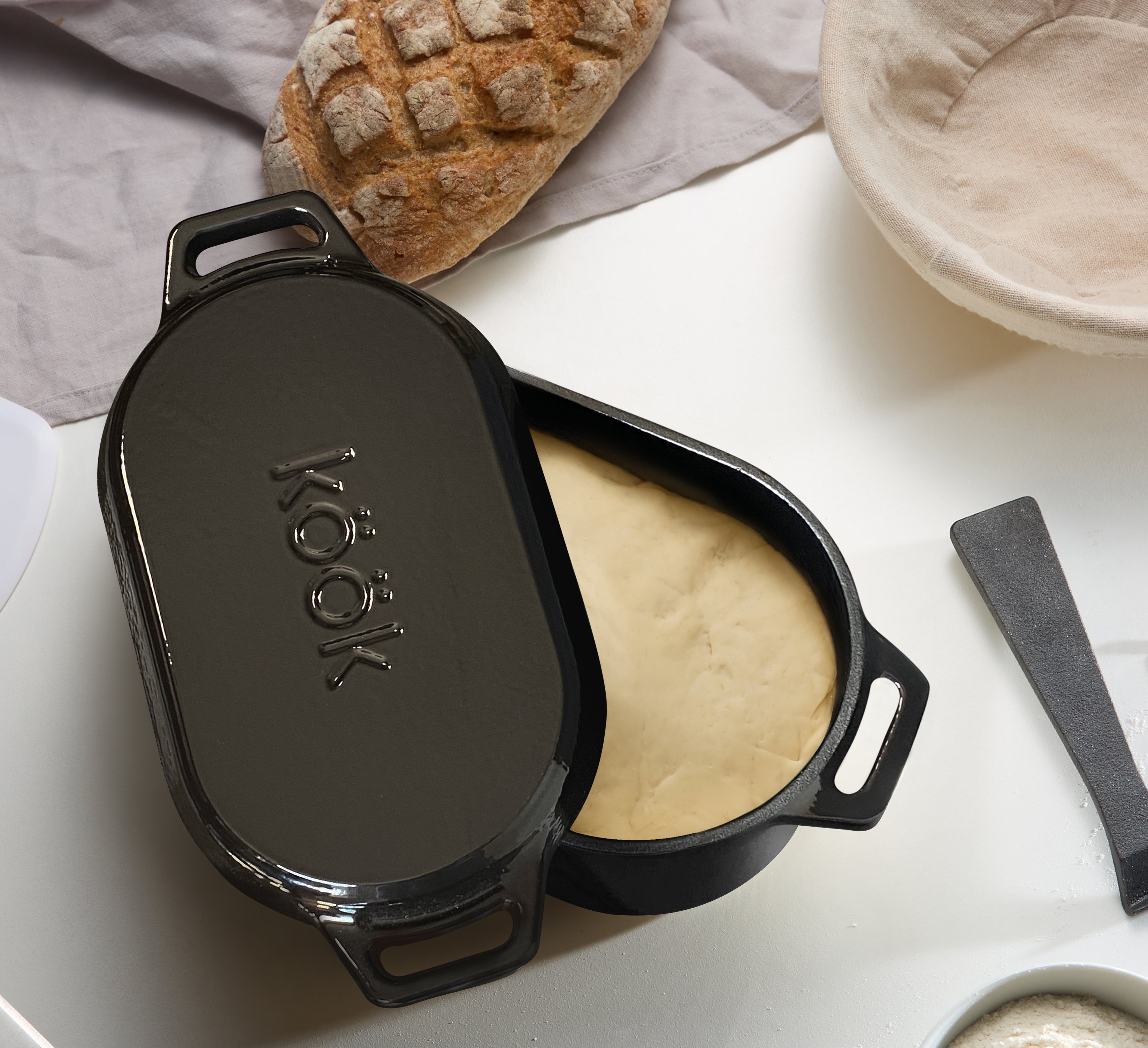 kook-oval-dutch-oven-3-4-qt-enameled-cast-iron-with-replacement-knob-compatibili image 4
