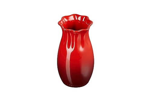 le-creuset-stoneware-ruffle-small-vase-6-5-h-x-3-5-d-cerise image 7