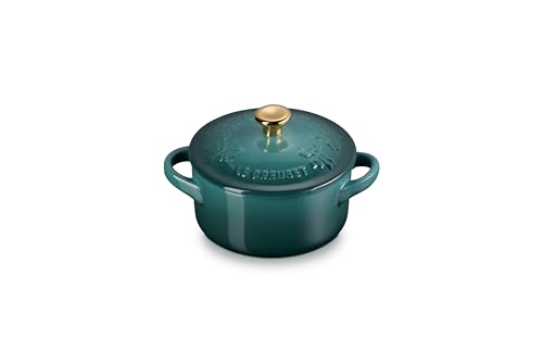 le-creuset-stoneware-holly-collection-mini-round-cocotte-8-oz-artichaut-with-gol image 8