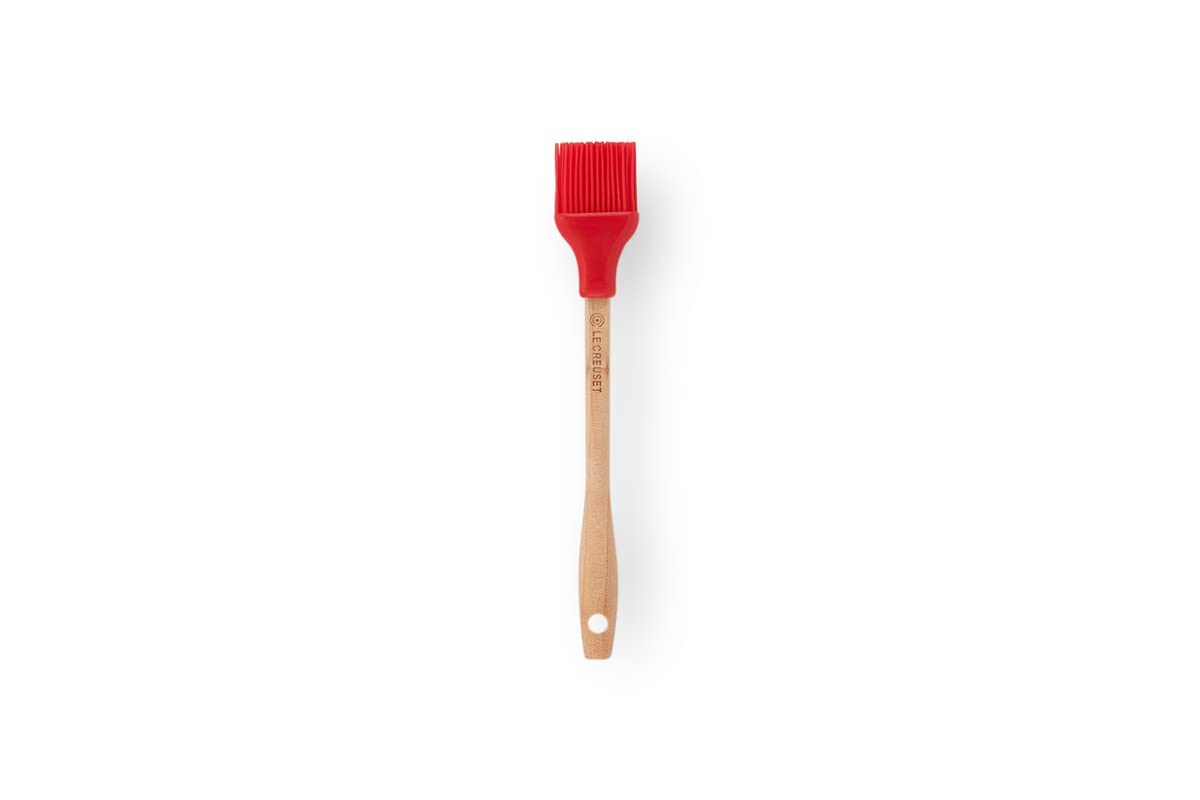 le-creuset-silicone-pastry-brush-with-wood-handle-6-1-inch-cerise image 1