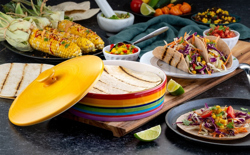 kook-ceramic-tortilla-warmer-tinga-collection-multicolor-hand-painted image 2
