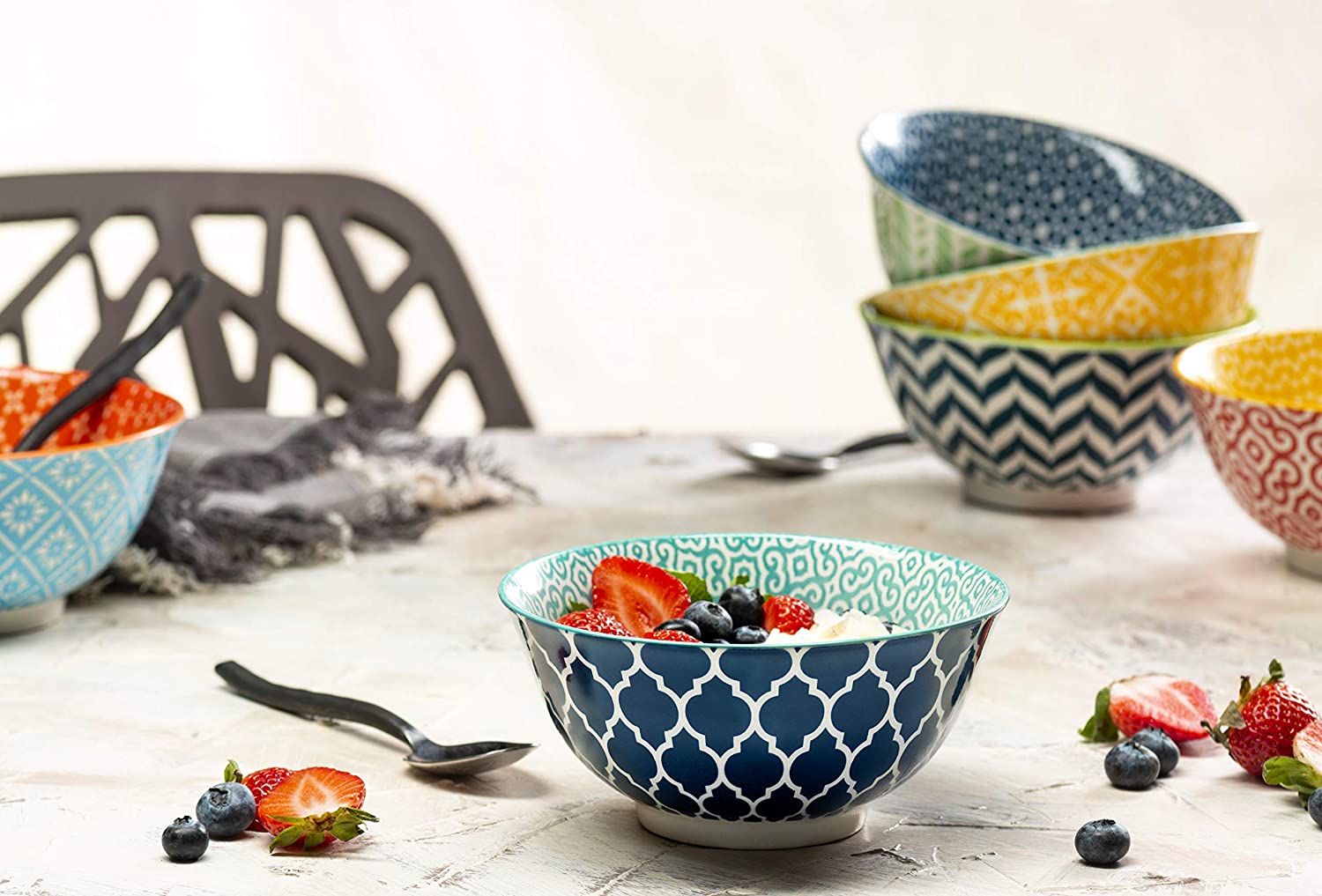kook-geometric-ceramic-cereal-bowls-set-of-6 image 2