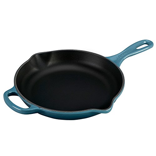 le-creuset-signature-enameled-cast-iron-skillet-9-marine-blue-with-loop-handle image 3