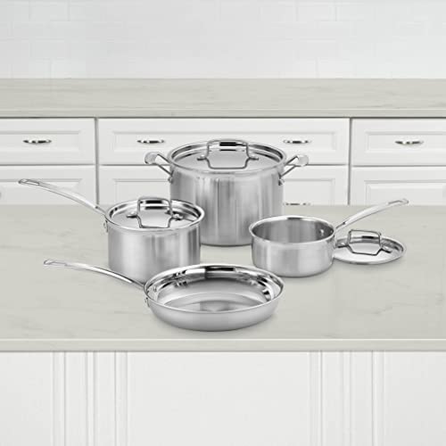 cuisinart-multiclad-pro-triple-ply-7-piece-cookware-set-includes-saucepans-stock image 7