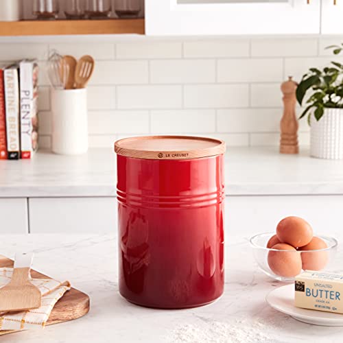 le-creuset-stoneware-canister-with-wood-lid-2-5-qt-cerise image 4