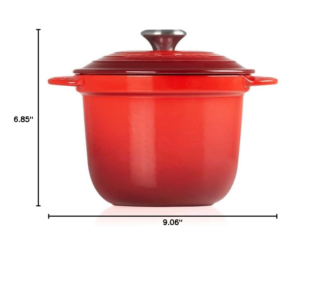 le-creuset-enameled-cast-iron-rice-pot-with-lid-stoneware-insert-2-25-qt-cerise image 4