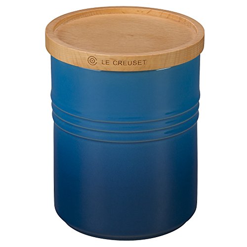 le-creuset-stoneware-canister-with-wood-lid-2-5-qt-5-5-diameter-marseille image 2