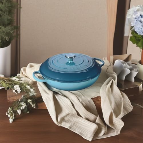 le-creuset-signature-enameled-cast-iron-round-braiser-5-qt-marine image 6