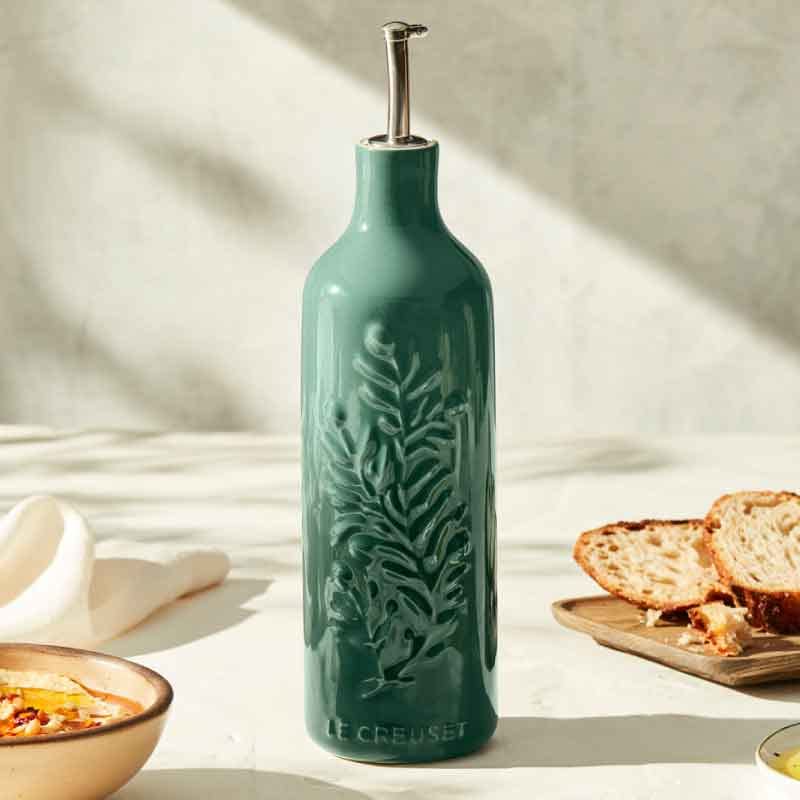 le-creuset-olive-branch-collection-stoneware-embossed-oil-cruet-9-tall-artichaut image 7