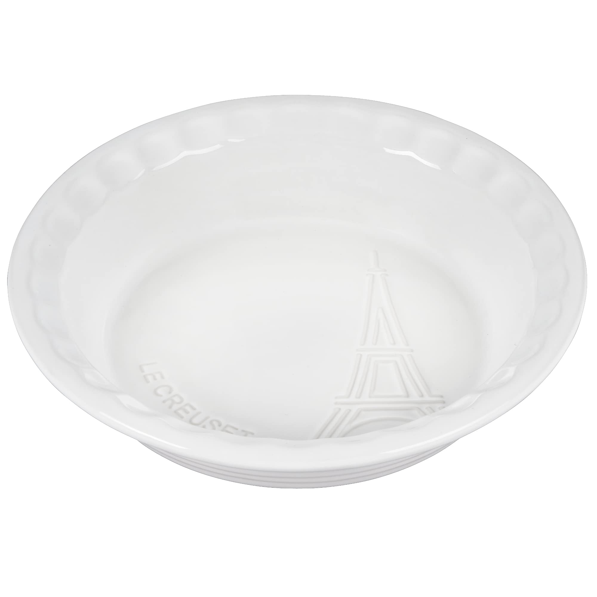 le-creuset-eiffel-tower-collection-stoneware-pie-dish-9-inch-white image 1