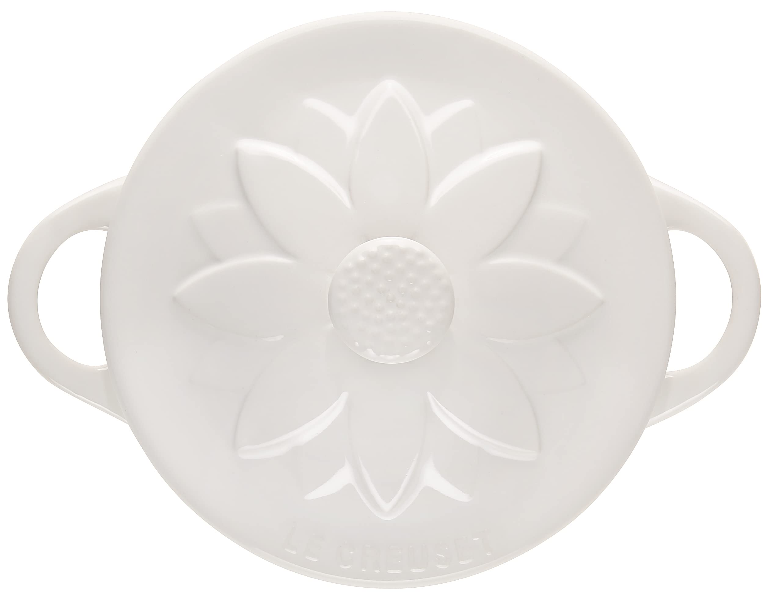 le-creuset-stoneware-mini-round-cocotte-with-flower-lid-8oz-white image 2