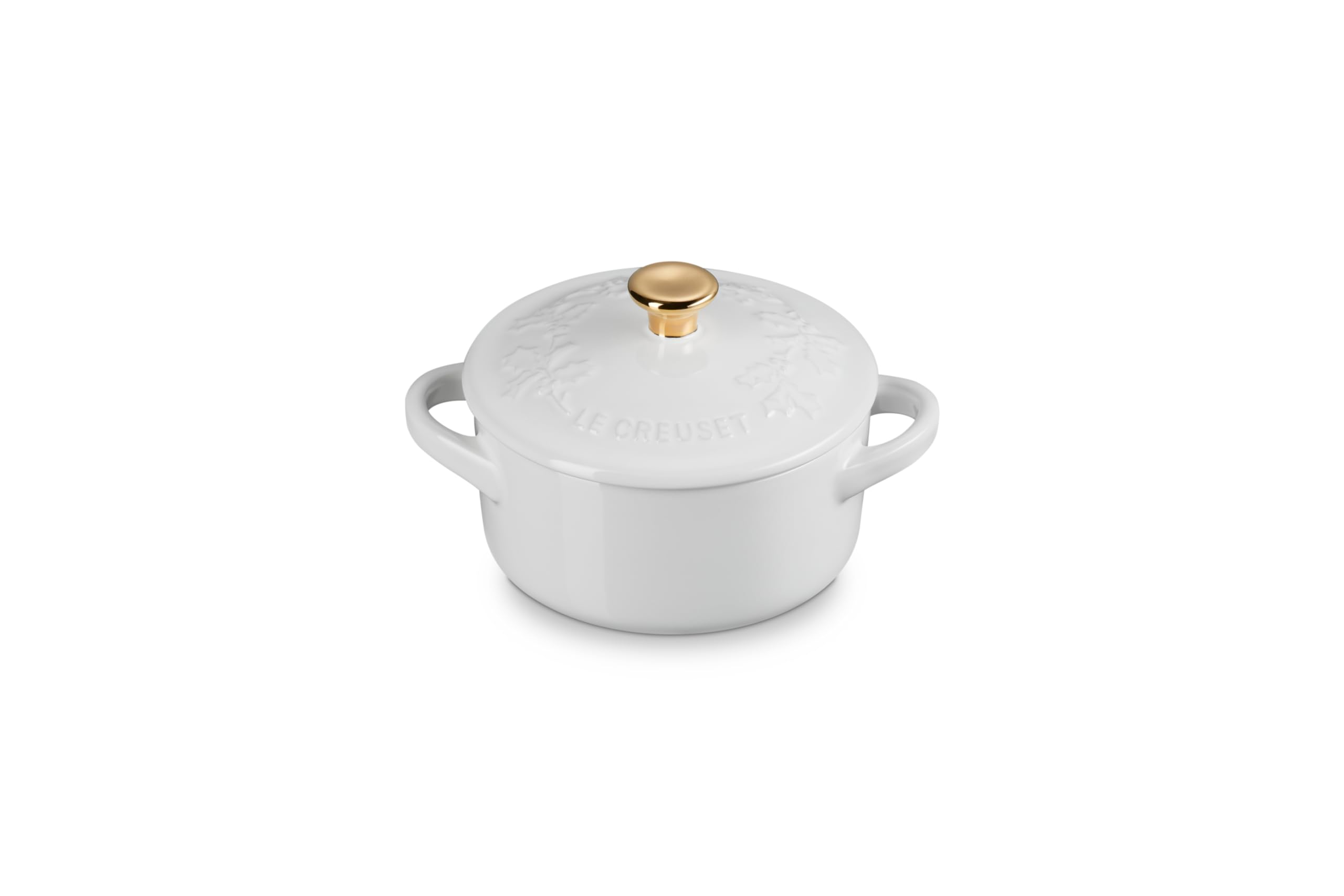 le-creuset-stoneware-holly-collection-mini-round-cocotte-8-oz-artichaut-with-gol image 7