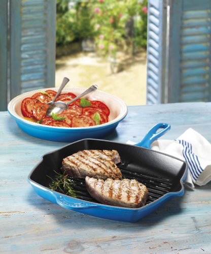 le-creuset-enameled-cast-iron-10-25-inch-square-skillet-grill-marseille image 4