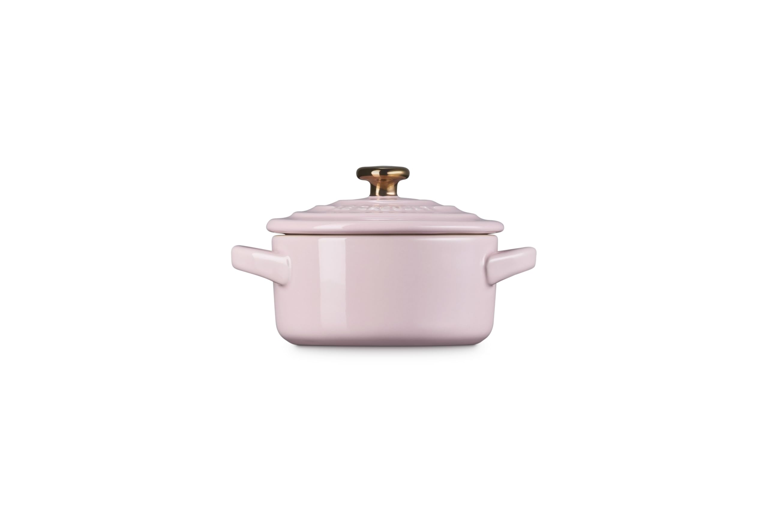 le-creuset-stoneware-mini-round-cocotte-8oz-chiffon-pink-with-gold-heart-knob image 4