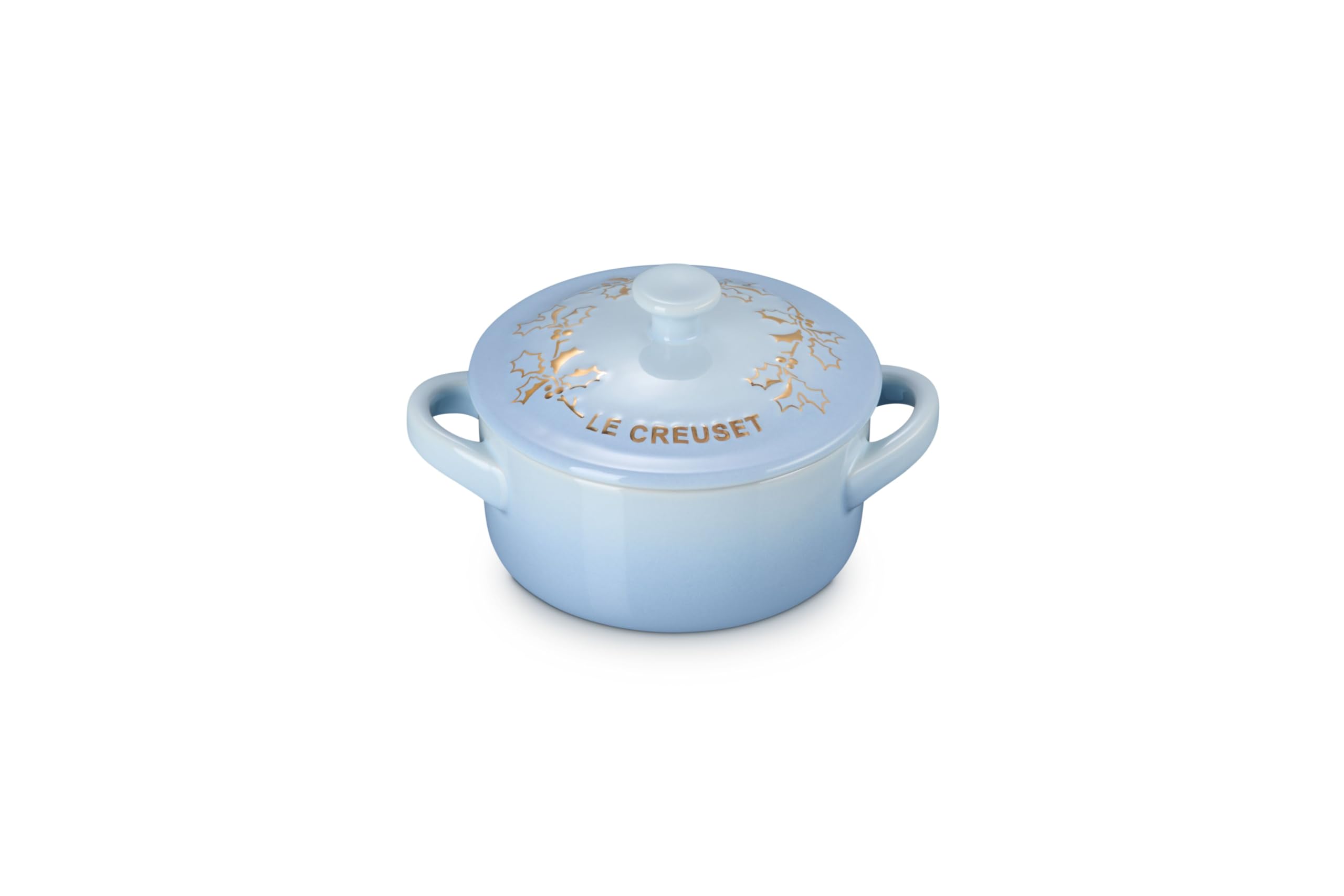 le-creuset-stoneware-holly-collection-mini-round-cocotte-8-oz-cerise-with-gold-a image 8