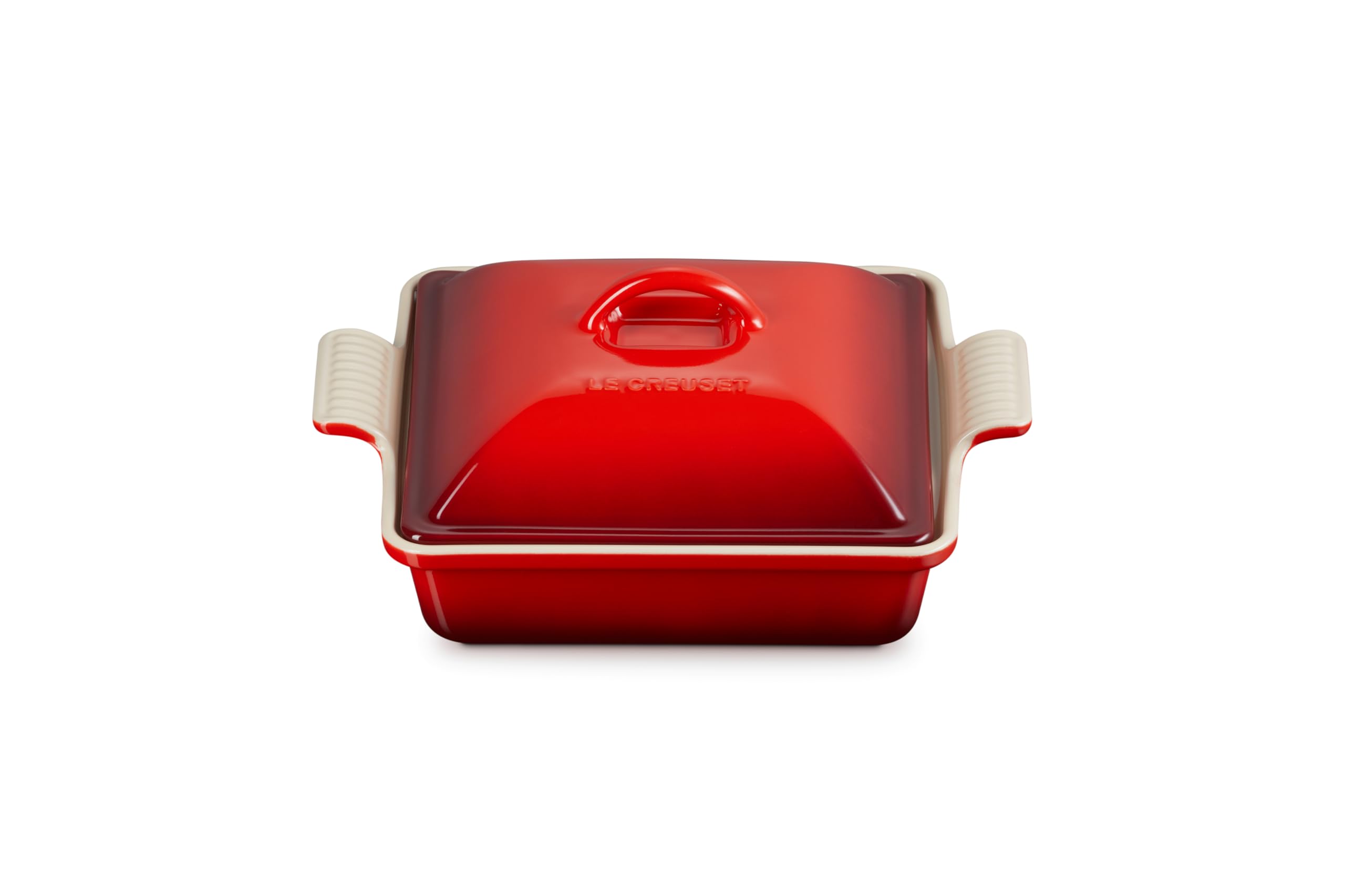 le-creuset-stoneware-heritage-shallow-square-casserole-2qt-9-cerise-with-lid image 1