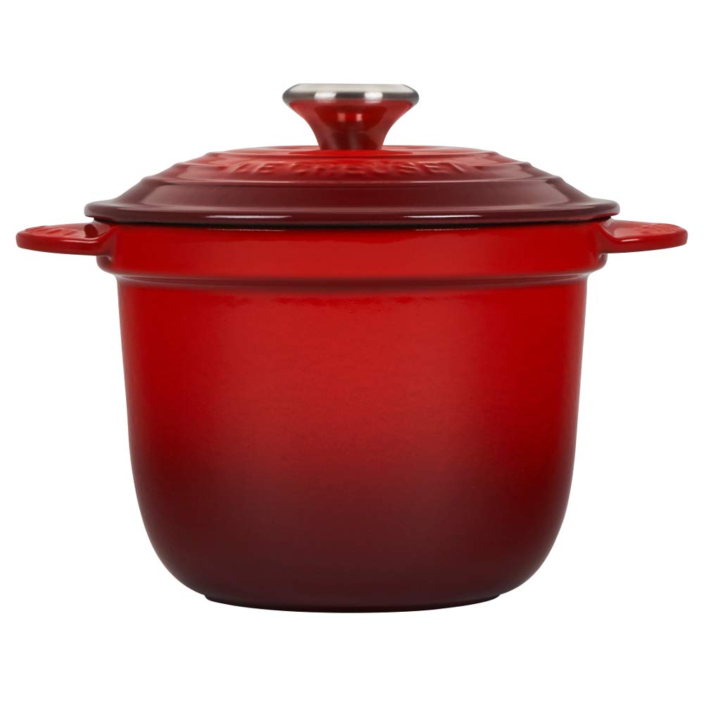 le-creuset-enameled-cast-iron-rice-pot-with-lid-stoneware-insert-2-25-qt-cerise image 2