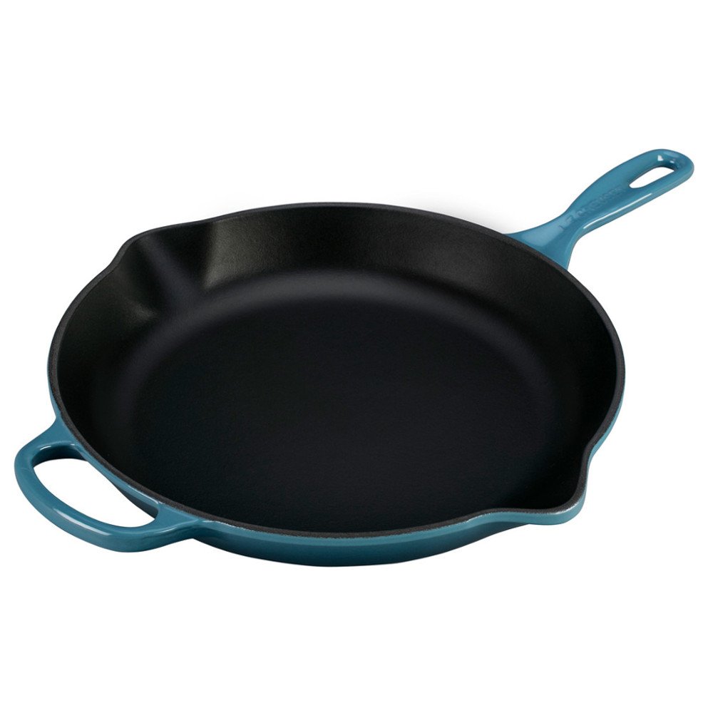 le-creuset-signature-enameled-cast-iron-11-75-iron-handle-skillet-marine image 1