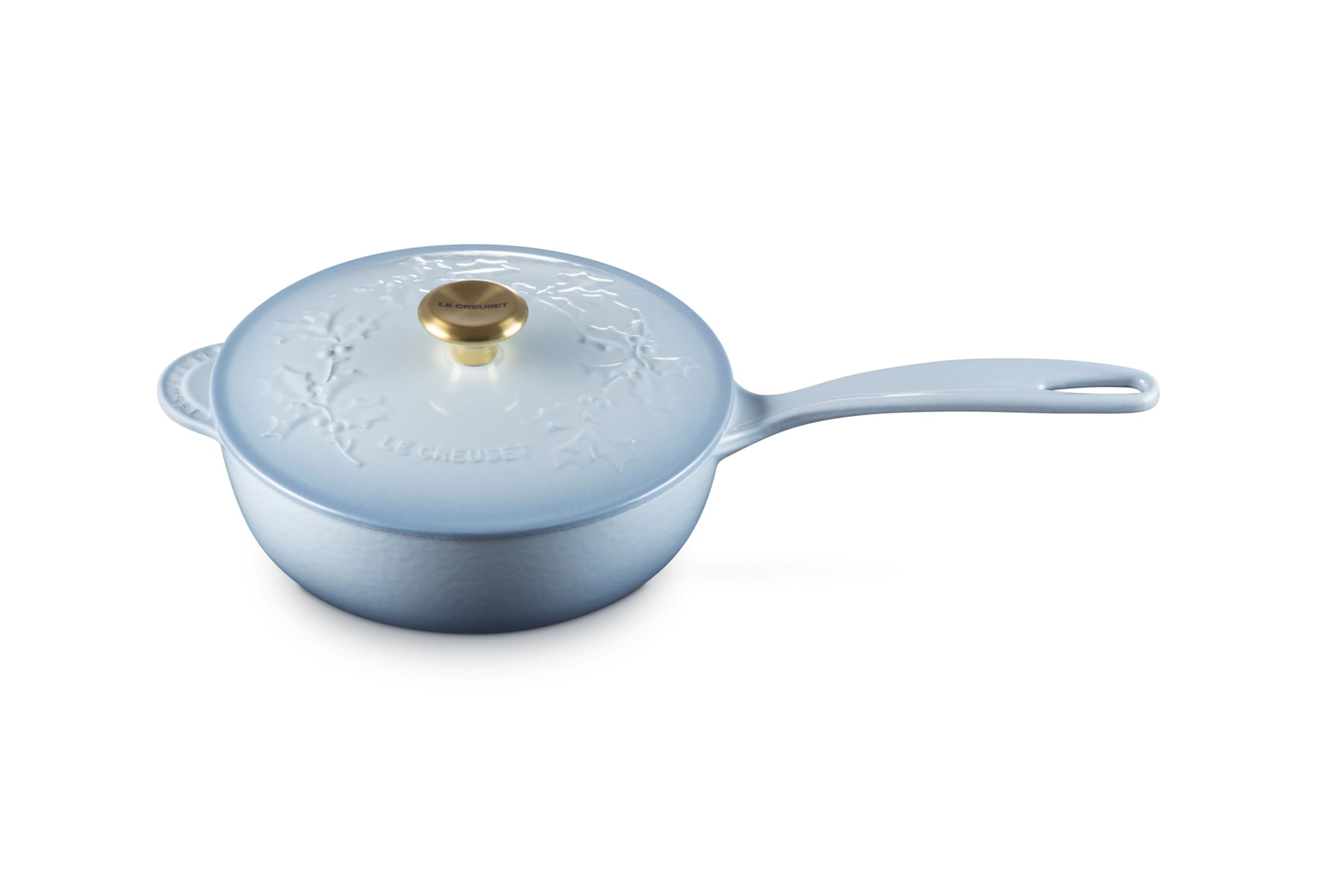 le-creuset-enameled-cast-iron-holly-collection-saucier-2-25-qt-cerise-with-gold- image 8