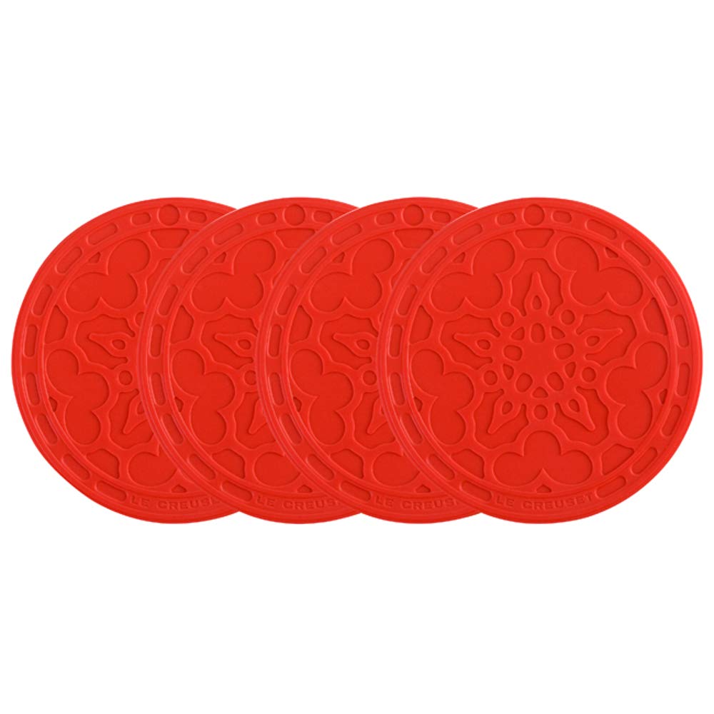le-creuset-silicone-french-coasters-set-of-4-4-inch-diameter-white image 2