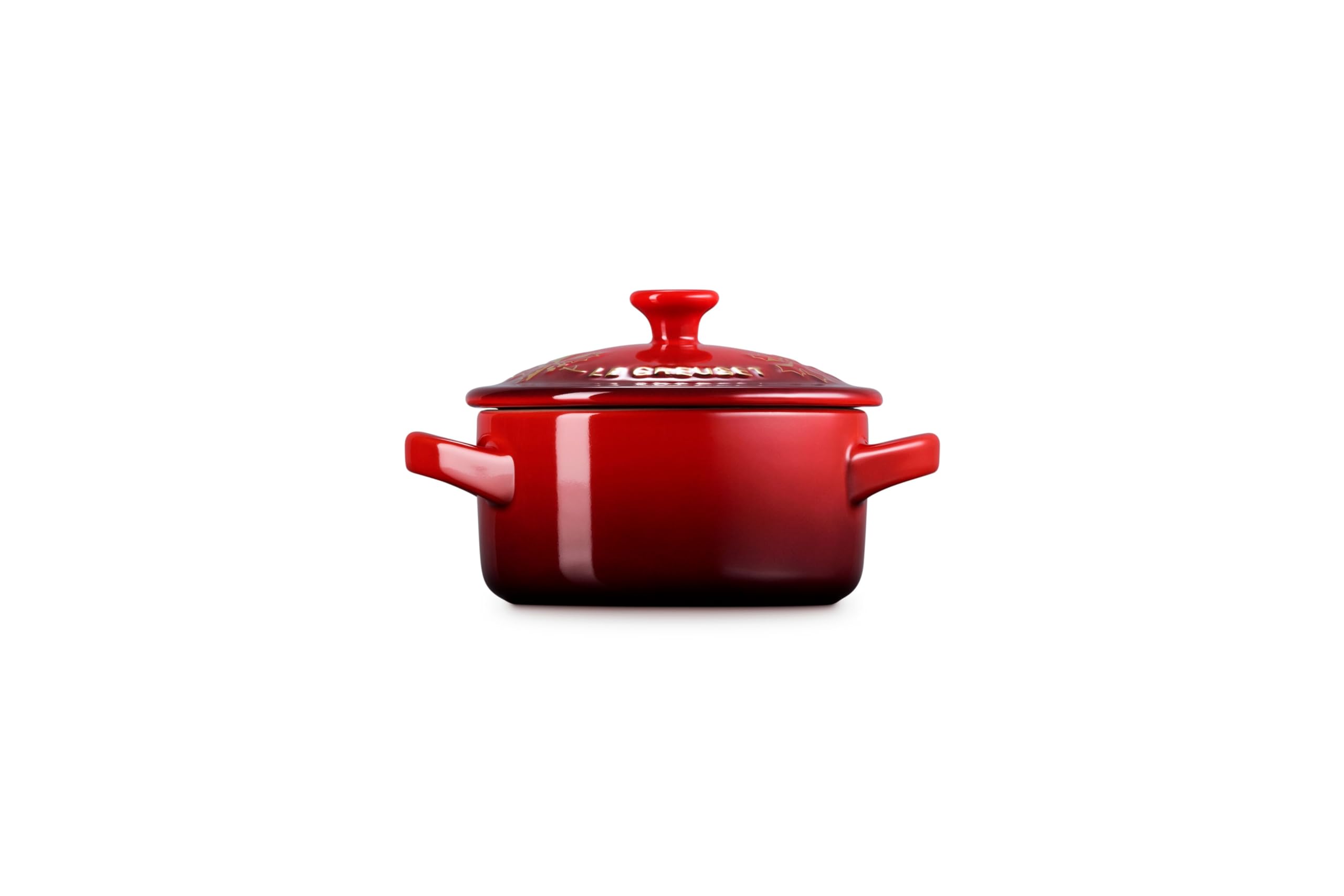 le-creuset-stoneware-holly-collection-mini-round-cocotte-8-oz-cerise-with-gold-a image 4