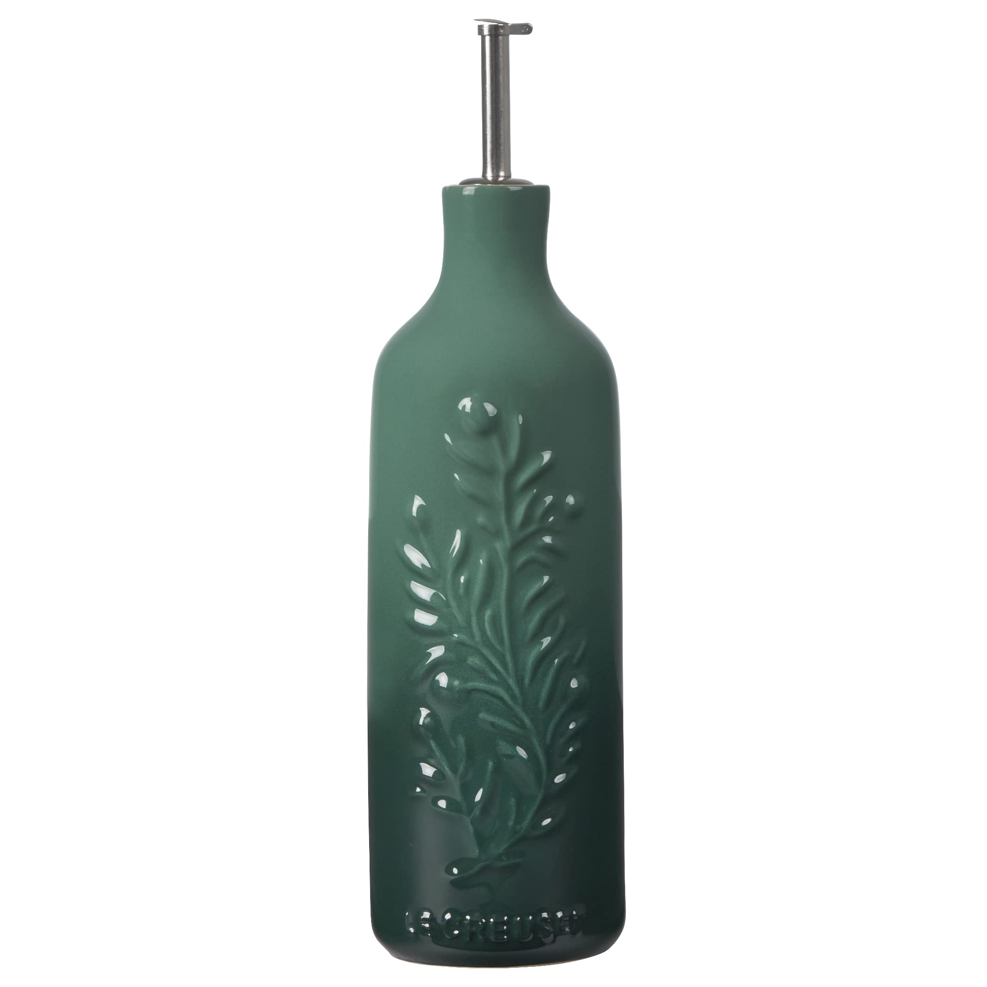 le-creuset-olive-branch-collection-stoneware-embossed-oil-cruet-9-tall-artichaut image 1