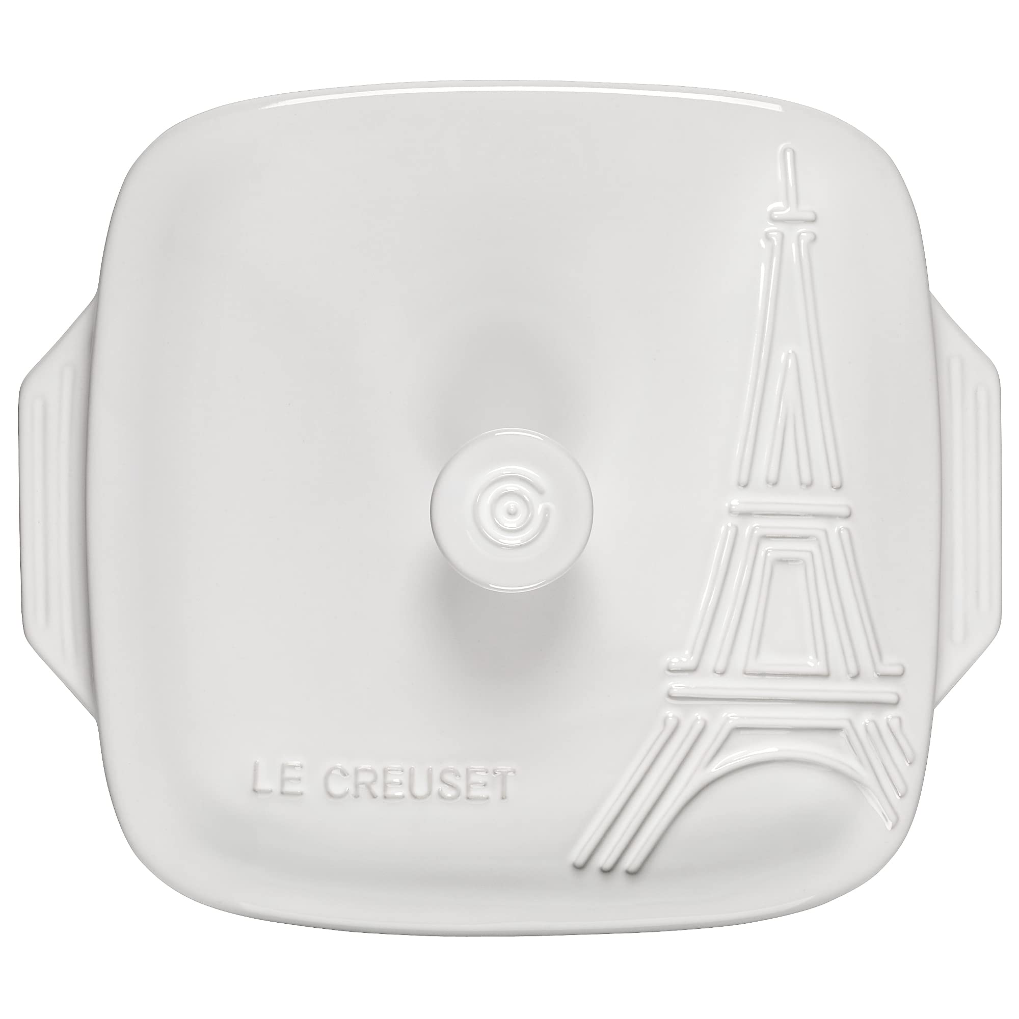 le-creuset-eiffel-tower-stoneware-covered-square-casserole-2-5-qt-9-white-parisi image 3