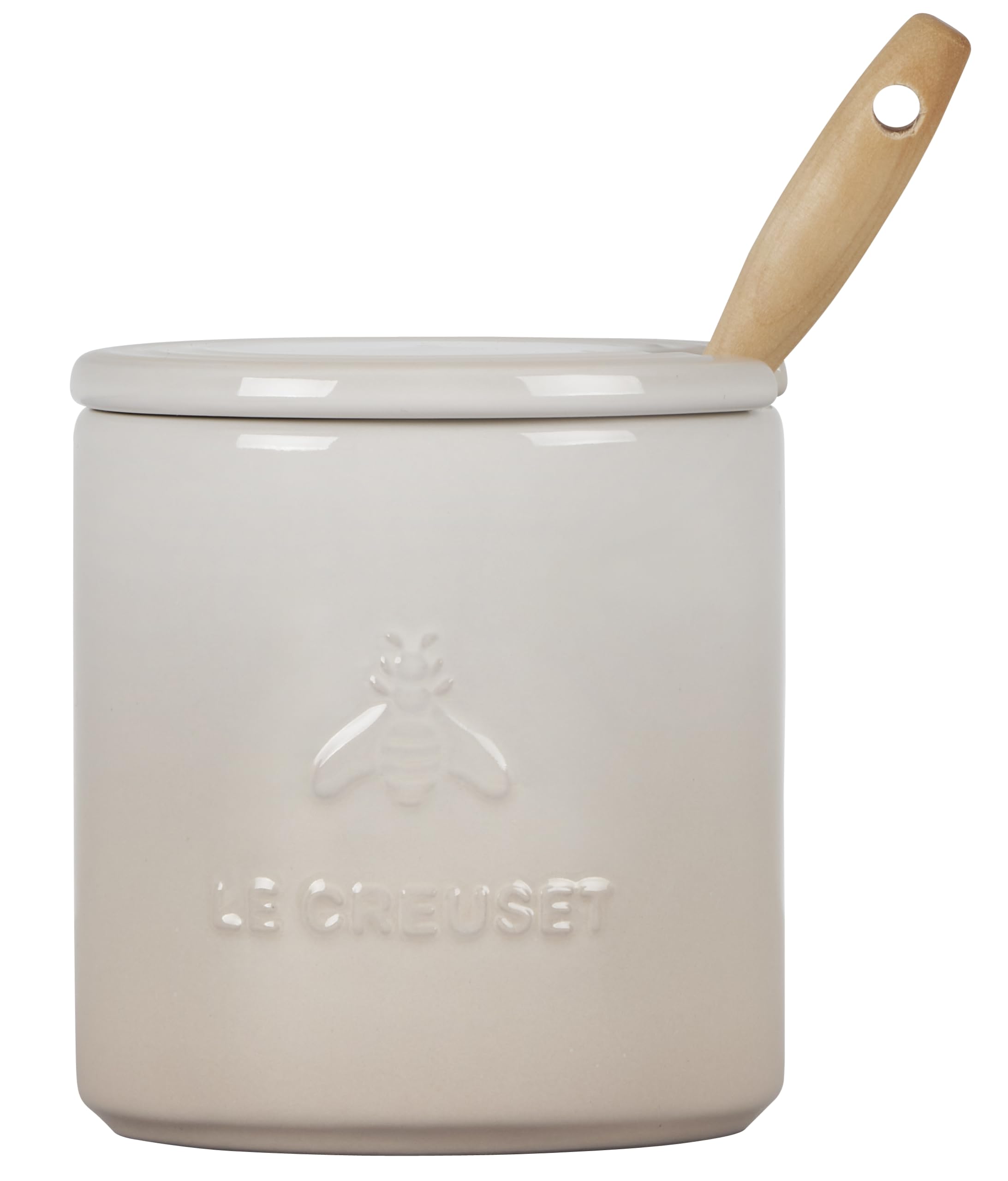 le-creuset-stoneware-honey-pot-14-oz-meringue-with-silicone-honey-dipper image 4