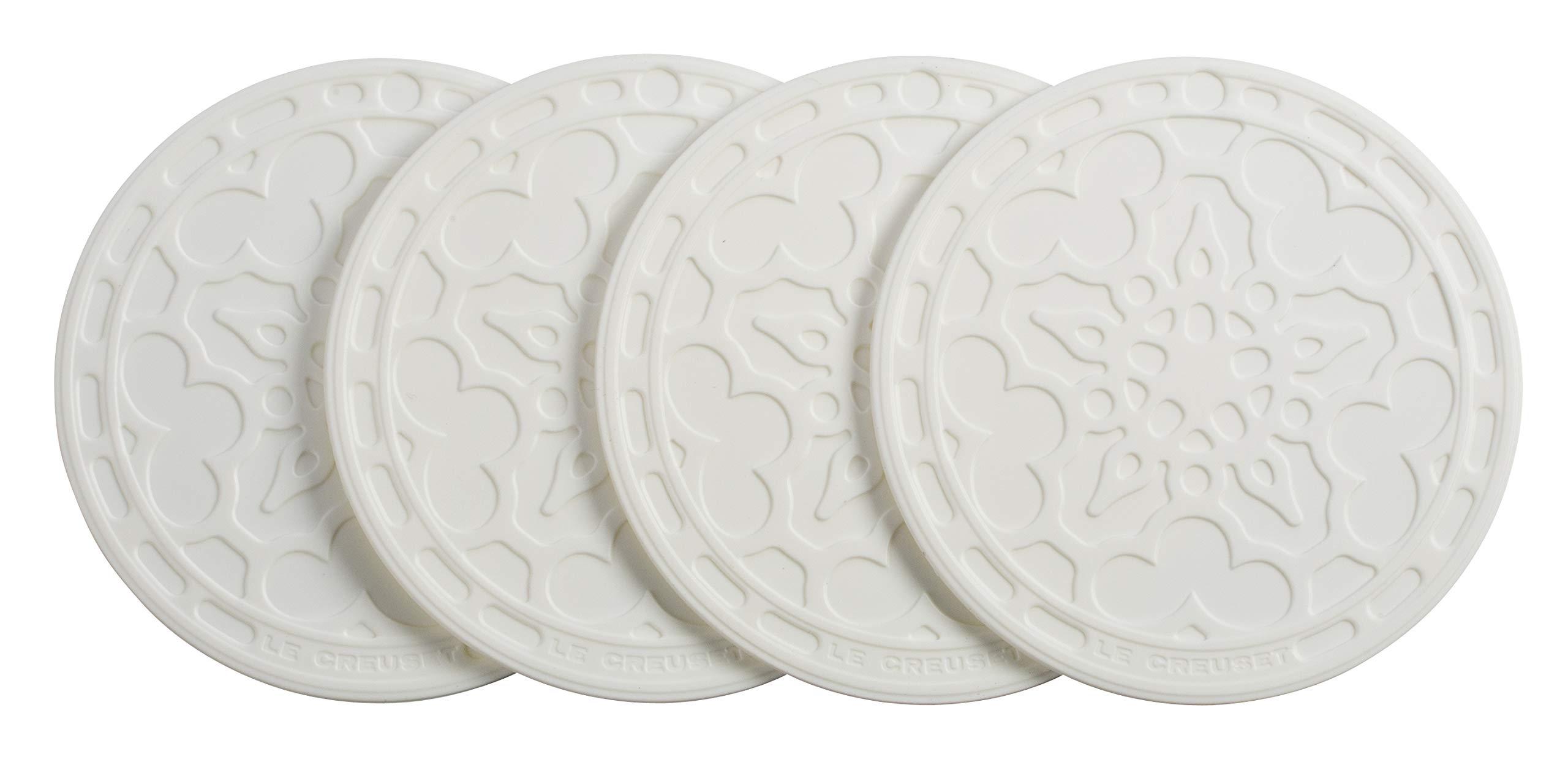 le-creuset-silicone-french-coasters-set-of-4-4-inch-diameter-white image 1