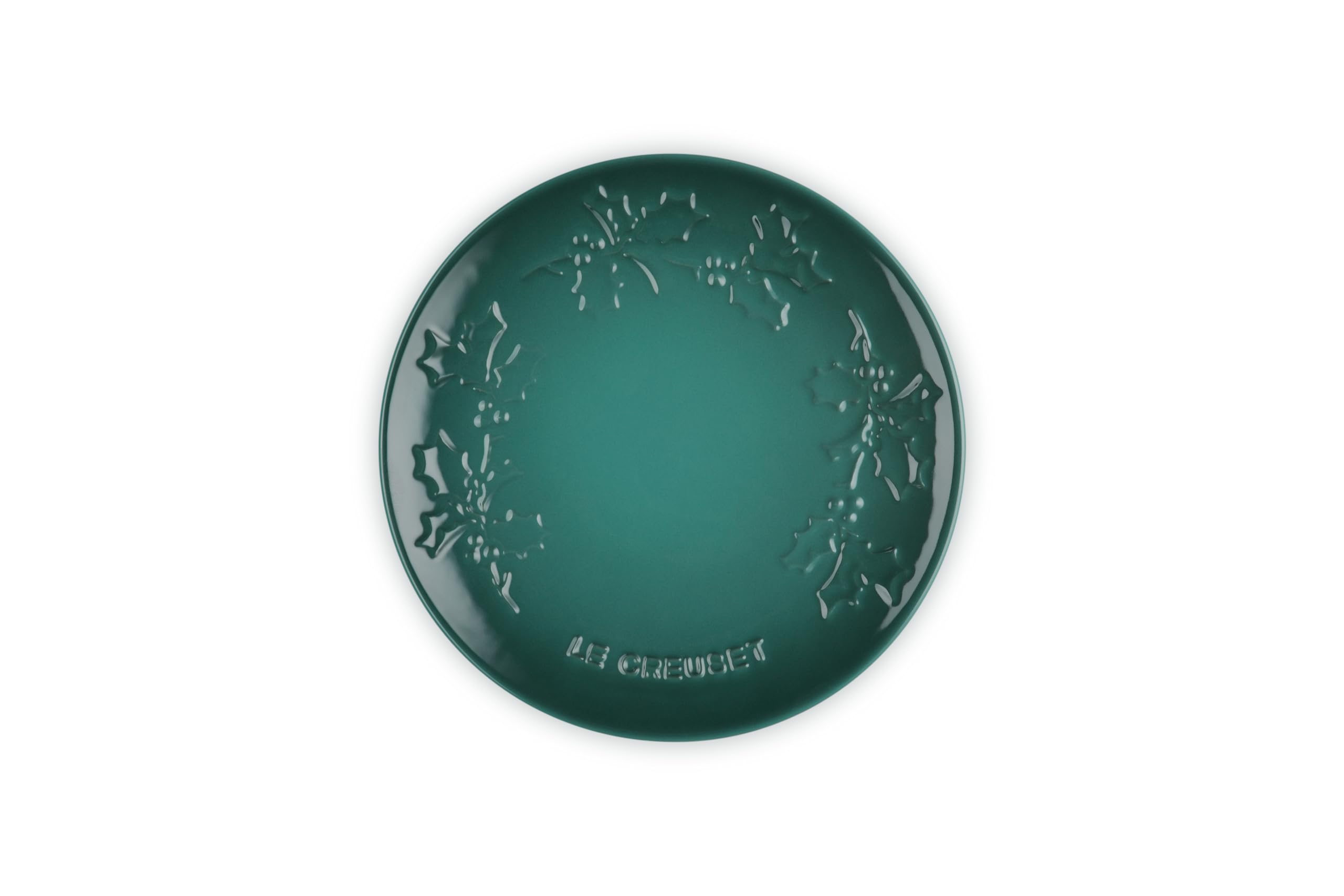 le-creuset-stoneware-holly-collection-dessert-plate-7-artichaut-green-festive-st image 2