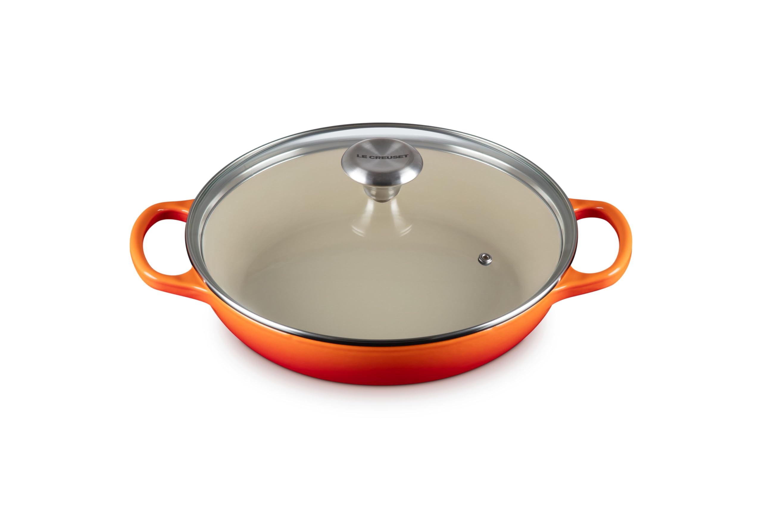 le-creuset-enameled-cast-iron-signature-round-braiser-2-25-qt-with-glass-lid-fla image 1