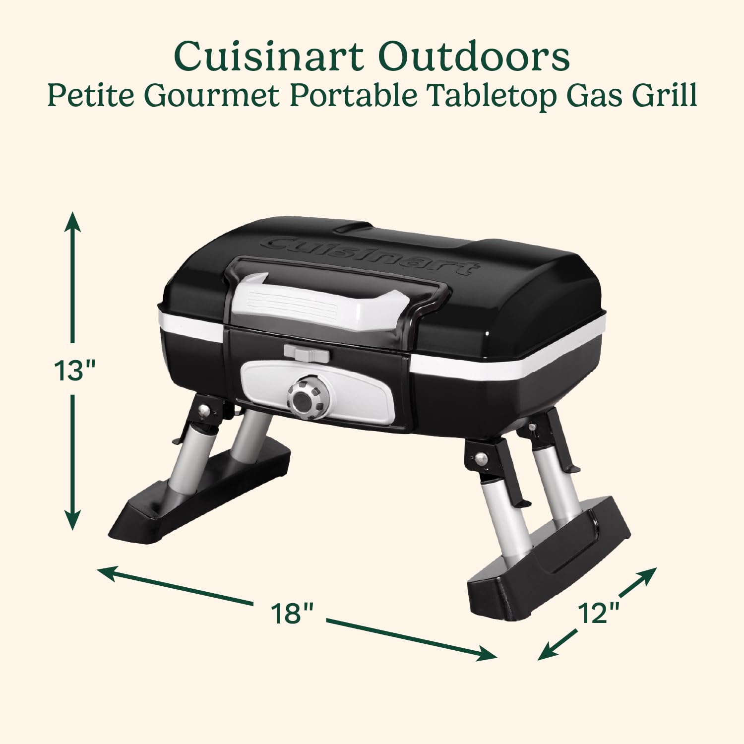 cuisinart-petite-gourmet-portable-gas-grill-compact-tabletop-bbq-with-5-500-btu- image 2