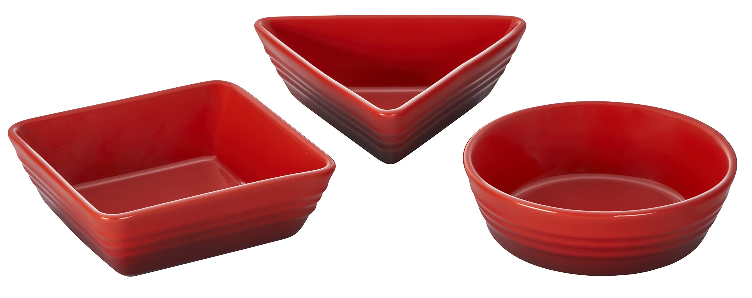 le-creuset-stoneware-set-of-3-tapas-dishes-cerise image 1