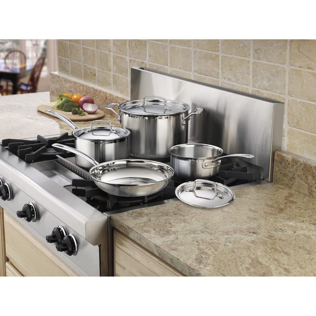 cuisinart-multiclad-pro-triple-ply-7-piece-cookware-set-includes-saucepans-stock image 2