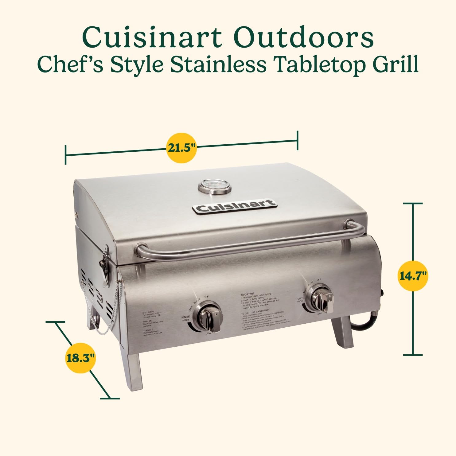 cuisinart-cgg-306-chef-s-style-tabletop-portable-propane-grill-20-000-btu-2-burn image 2