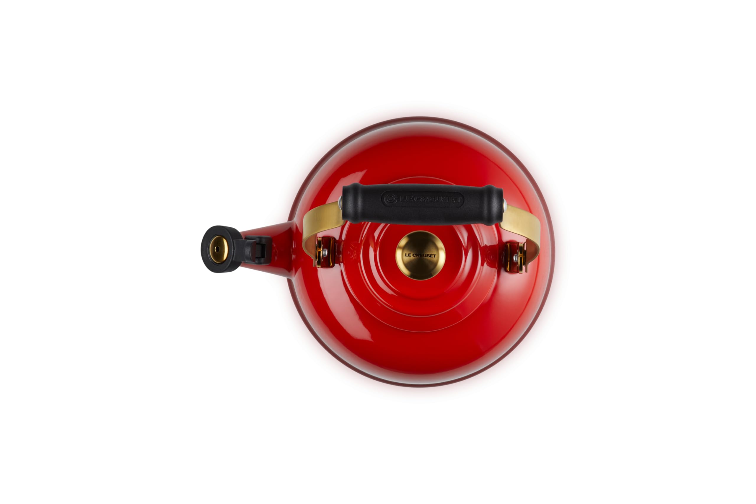 le-creuset-enamel-on-steel-whistling-tea-kettle-1-7-qt-cerise-red-with-gold-fini image 4
