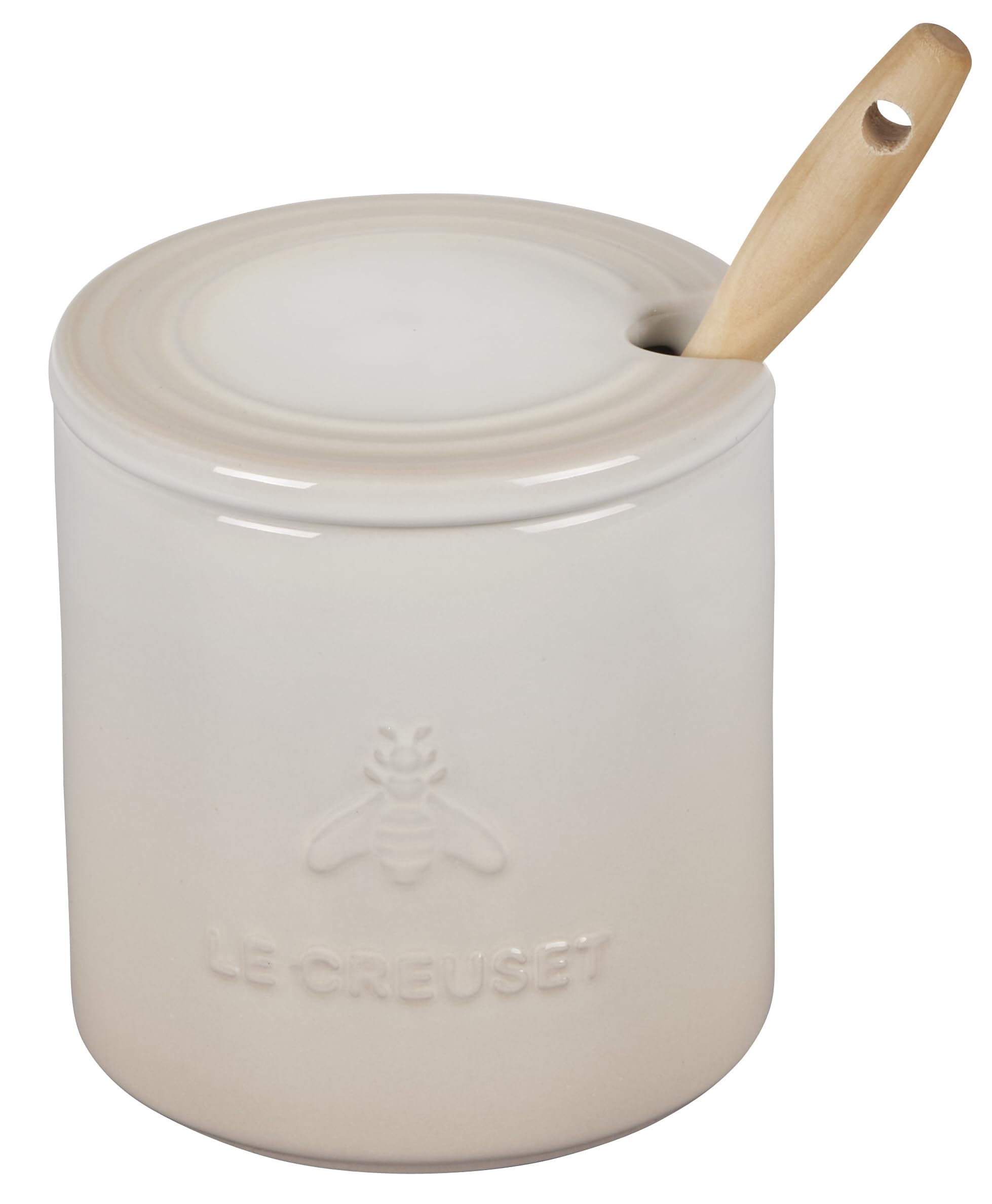 le-creuset-stoneware-honey-pot-14-oz-meringue-with-silicone-honey-dipper image 3