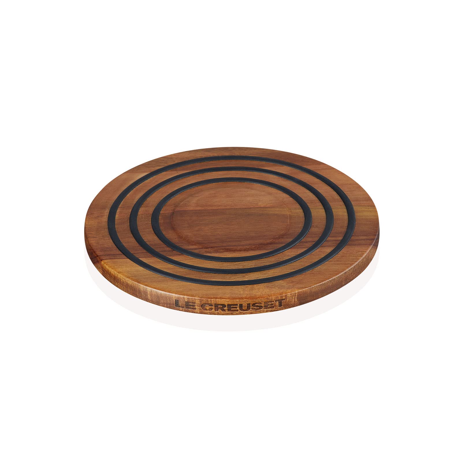 le-creuset-magnetic-wooden-trivet-with-silicone-rings-acacia-wood-8-inch image 2