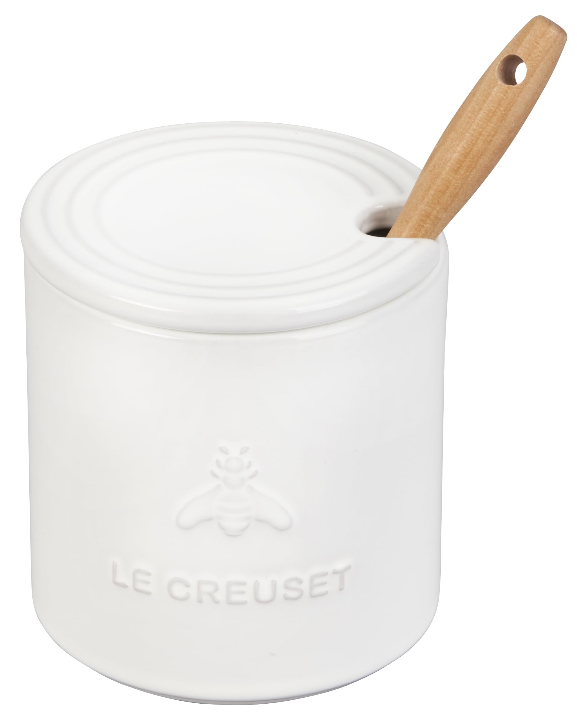 le-creuset-stoneware-honey-pot-14-oz-meringue-with-silicone-honey-dipper image 8